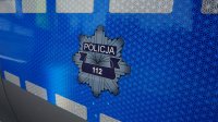 Policyjna gwiazda, z napisem &quot;POLICJA 112&quot;.